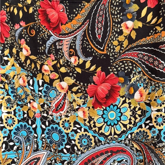 JOHNNY WAS The Janie Favorite Boat Neck Tee • 3X • black, multicolor print - Picture 7 of 8